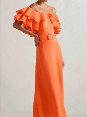 open lace back dress Orange